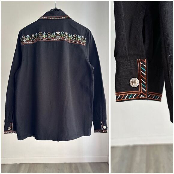 NWT Bob Mackie Wearable Art Shacket Shirt Embroidered Small - Picture 2 of 4